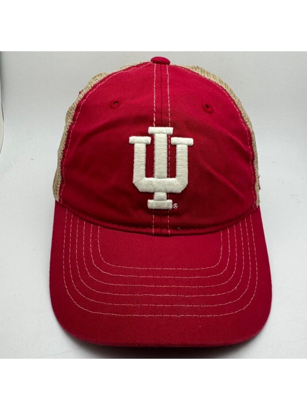 Indiana Hoosiers Zephyr Trucker Hat Cap Red Tan Mesh Snapback NCAA College IU